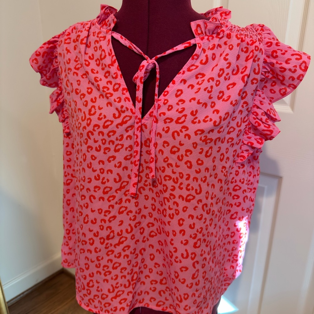Buddy Love Vibrant Pink Animal Print Blouse